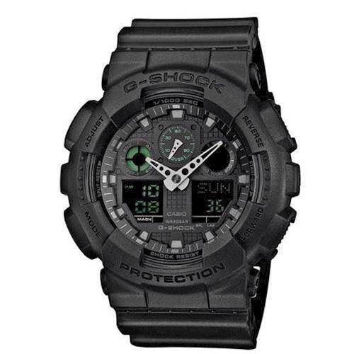 Image of G-Shock sort resin med stål quartz multifunktion (5081) Herre ur fra Casio, GA-100MB-1AER